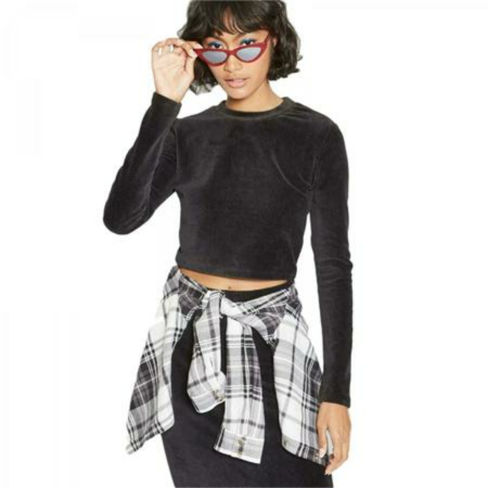 Wild Fable Long Sleeve Knit Corduroy Pullover Crop Top - W Medium, Junior XL